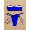 imageMakeMeChic Womens 2 Piece Bandeau Swimsuit 3D Floral Tie Side High Cut Bikini Set Bathing SuitRoyal Blue