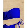 imageMakeMeChic Womens 2 Piece Bandeau Swimsuit 3D Floral Tie Side High Cut Bikini Set Bathing SuitRoyal Blue