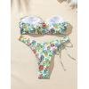 imageMakeMeChic Womens 2 Piece Bandeau Swimsuit Boho Ring Strapless High Cut Bikini Sets Bathing SuitA Multi