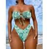 imageMakeMeChic Womens 2 Piece Bandeau Swimsuit Boho Ring Strapless High Cut Bikini Sets Bathing SuitGreen