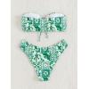 imageMakeMeChic Womens 2 Piece Bandeau Swimsuit Boho Ring Strapless High Cut Bikini Sets Bathing SuitGreen