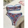 imageMakeMeChic Womens 2 Piece Bandeau Swimsuit Boho Ring Strapless High Cut Bikini Sets Bathing SuitMulti Blue Black