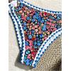 imageMakeMeChic Womens 2 Piece Bandeau Swimsuit Boho Ring Strapless High Cut Bikini Sets Bathing SuitMulti Blue Black