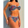 imageMakeMeChic Womens 2 Piece Bandeau Swimsuit Boho Ring Strapless High Cut Bikini Sets Bathing SuitMulti Blue Black