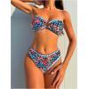imageMakeMeChic Womens 2 Piece Bandeau Swimsuit Boho Ring Strapless High Cut Bikini Sets Bathing SuitMulti Blue Black