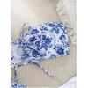 imageMakeMeChic Womens 2 Piece Bandeau Swimsuit Boho Ring Strapless High Cut Bikini Sets Bathing SuitMulti Blue Floral