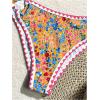 imageMakeMeChic Womens 2 Piece Bandeau Swimsuit Boho Ring Strapless High Cut Bikini Sets Bathing SuitMulti Yellow Pink