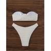 imageMakeMeChic Womens 2 Piece Bandeau Swimsuit Floral Cut Out Bikini Set Strapless Bathing SuitsBeige