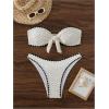 imageMakeMeChic Womens 2 Piece Bandeau Swimsuit Floral Cut Out Bikini Set Strapless Bathing SuitsBeige