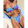 imageMakeMeChic Womens 2 Piece Bandeau Swimsuit Floral Cut Out Bikini Set Strapless Bathing SuitsMulti Blue