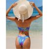 imageMakeMeChic Womens 2 Piece Bandeau Swimsuit Floral Cut Out Bikini Set Strapless Bathing SuitsMulti Blue