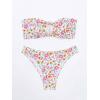 imageMakeMeChic Womens 2 Piece Bandeau Swimsuit Floral Cut Out Bikini Set Strapless Bathing SuitsMulticolor