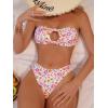 imageMakeMeChic Womens 2 Piece Bandeau Swimsuit Floral Cut Out Bikini Set Strapless Bathing SuitsMulticolor