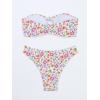 imageMakeMeChic Womens 2 Piece Bandeau Swimsuit Floral Cut Out Bikini Set Strapless Bathing SuitsMulticolor