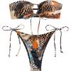 imageMakeMeChic Womens 2 Piece Bandeau Swimsuit Floral Cut Out Bikini Set Strapless Bathing SuitsMulticolor a