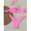imageMakeMeChic Womens 2 Piece Bandeau Swimsuit Floral Cut Out Bikini Set Strapless Bathing SuitsPink