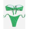 imageMakeMeChic Womens 2 Piece Bandeau Swimsuit Floral Cut Out Bikini Set Strapless Bathing SuitsUring Green