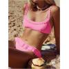 imageMakeMeChic Womens 2 Piece Bikini Set Lace Square Neck Spaghetti Strap Ruffle Bathing Suit SwimsuitHot Pink