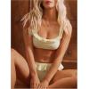 imageMakeMeChic Womens 2 Piece Bikini Set Lace Square Neck Spaghetti Strap Ruffle Bathing Suit SwimsuitLight Yellow