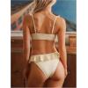 imageMakeMeChic Womens 2 Piece Bikini Set Lace Square Neck Spaghetti Strap Ruffle Bathing Suit SwimsuitLight Yellow