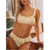 imageMakeMeChic Womens 2 Piece Bikini Set Lace Square Neck Spaghetti Strap Ruffle Bathing Suit SwimsuitLight Yellow