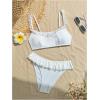 imageMakeMeChic Womens 2 Piece Bikini Set Lace Square Neck Spaghetti Strap Ruffle Bathing Suit SwimsuitWhite