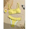 imageMakeMeChic Womens 2 Piece Bikini Set Lace Square Neck Spaghetti Strap Ruffle Bathing Suit SwimsuitYellow