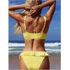 imageMakeMeChic Womens 2 Piece Bikini Set Lace Square Neck Spaghetti Strap Ruffle Bathing Suit SwimsuitYellow