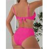 imageMakeMeChic Womens 2 Piece Bikini Set Textured Pearl Beaded Strap Scallop Trim High Waist SwimsuitHot Pink