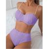 imageMakeMeChic Womens 2 Piece Bikini Set Textured Pearl Beaded Strap Scallop Trim High Waist SwimsuitMauve Purple