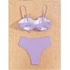imageMakeMeChic Womens 2 Piece Bikini Set Textured Pearl Beaded Strap Scallop Trim High Waist SwimsuitMauve Purple