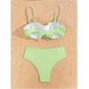 imageMakeMeChic Womens 2 Piece Bikini Set Textured Pearl Beaded Strap Scallop Trim High Waist SwimsuitMint Green
