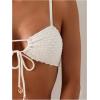 imageMakeMeChic Womens 2 Piece Bikini Set Tie Front Spaghetti Strap High Cut Swimsuits Bathing SuitBeige