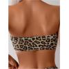imageMakeMeChic Womens 2 Piece Bikini Sets Leopard Print Bandeau Wireless Bathing Suit High Waist Strapless SwimsuitBrown