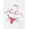 imageMakeMeChic Womens 2 Piece Bikini Sets Plaid Print Halter Triangle Tie Side Swimsuit Bathing SuitRed and White