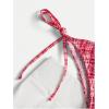 imageMakeMeChic Womens 2 Piece Bikini Sets Plaid Print Halter Triangle Tie Side Swimsuit Bathing SuitRed and White