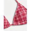 imageMakeMeChic Womens 2 Piece Bikini Sets Plaid Print Halter Triangle Tie Side Swimsuit Bathing SuitRed and White