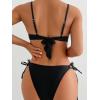 imageMakeMeChic Womens 2 Piece Bikini Sets Push Up Swimsuit Underwire Backless Tie Side High Cut Bathing SuitBlack