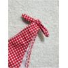 imageMakeMeChic Womens 2 Piece Plaid Bikini Sets Gingham Print Bow Knot Backless Swimsuits High Waist Bathing SuitRed
