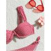 imageMakeMeChic Womens 2 Piece Plaid Bikini Sets Gingham Print Bow Knot Backless Swimsuits High Waist Bathing SuitRed