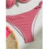 imageMakeMeChic Womens 2 Piece Plaid Bikini Sets Gingham Print Bow Knot Backless Swimsuits High Waist Bathing SuitRed