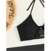 imageMakeMeChic Womens 3 Piece Bathing Suits Halter Ring Bikini Set with Cover Up SkirtsBlack 1