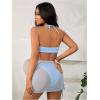 imageMakeMeChic Womens 3 Piece Bathing Suits Halter Ring Bikini Set with Cover Up SkirtsBlue