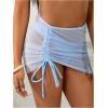 imageMakeMeChic Womens 3 Piece Bathing Suits Halter Ring Bikini Set with Cover Up SkirtsBlue