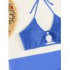 imageMakeMeChic Womens 3 Piece Bathing Suits Halter Ring Bikini Set with Cover Up SkirtsBlue a