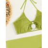 imageMakeMeChic Womens 3 Piece Bathing Suits Halter Ring Bikini Set with Cover Up SkirtsGreen
