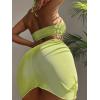 imageMakeMeChic Womens 3 Piece Bathing Suits Halter Ring Bikini Set with Cover Up SkirtsGreen