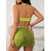 imageMakeMeChic Womens 3 Piece Bathing Suits Halter Ring Bikini Set with Cover Up SkirtsGreen a