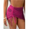imageMakeMeChic Womens 3 Piece Bathing Suits Halter Ring Bikini Set with Cover Up SkirtsHot Pink B