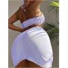 imageMakeMeChic Womens 3 Piece Bathing Suits Halter Ring Bikini Set with Cover Up SkirtsLilac Purple 2